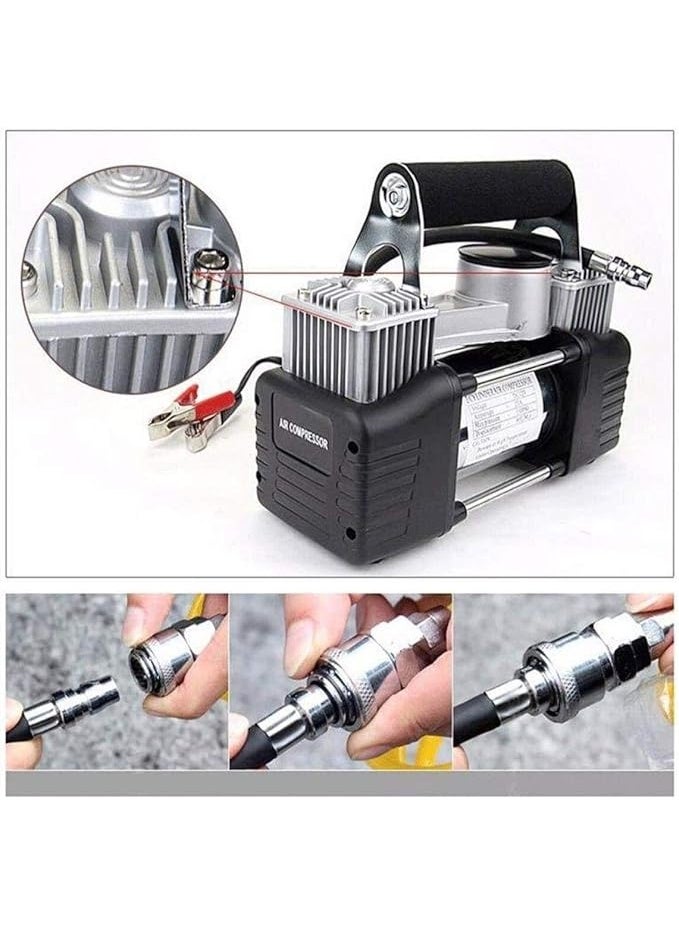 كمبروسر هواء سيارة مزدوج الأسطوانة ثقيل التحمل لنفخ الإطارات والاستخدام اليومي - Image 2